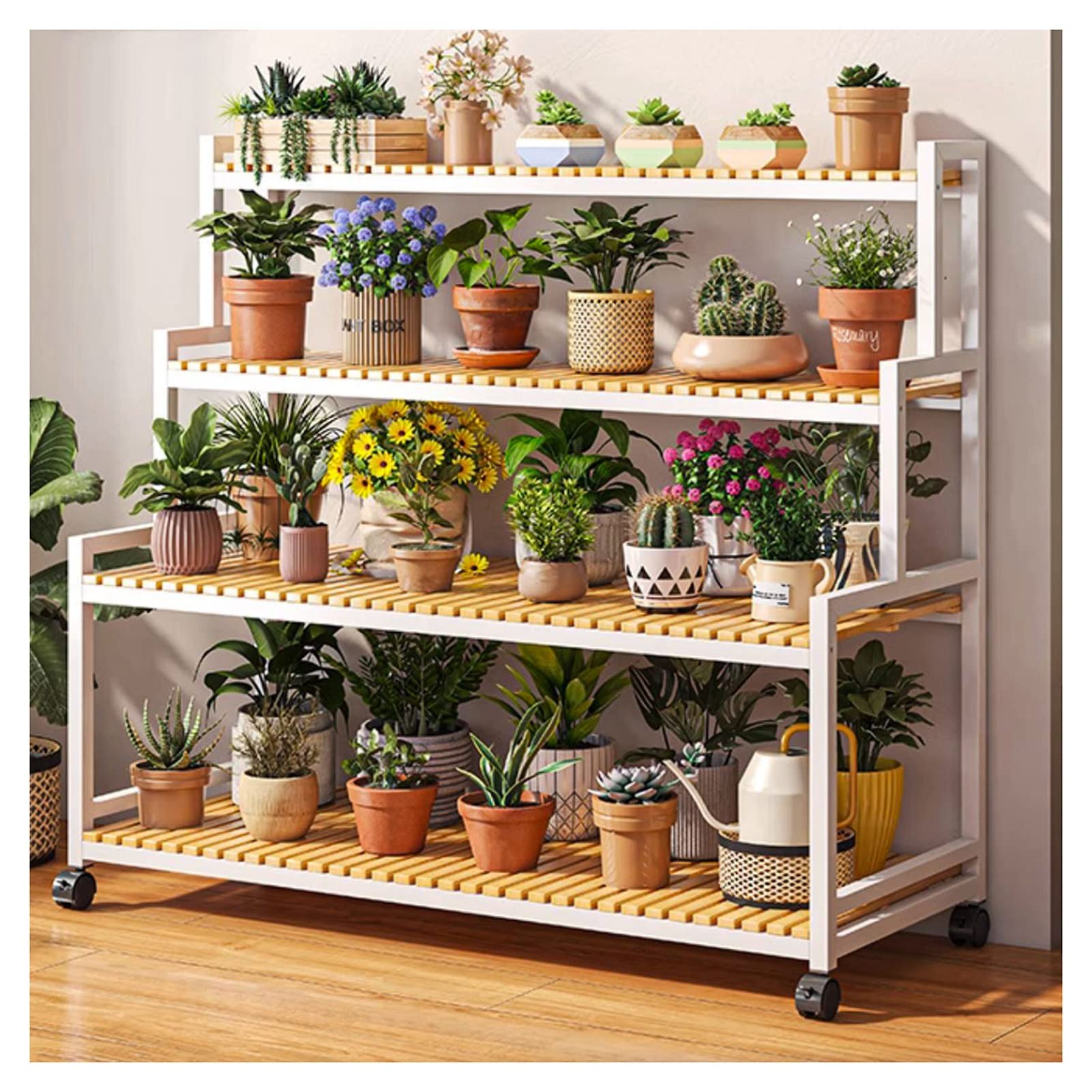 Amazon.co.jp: 4階階段植物棚、花園大型多肉棚、高さ調整可能、防水