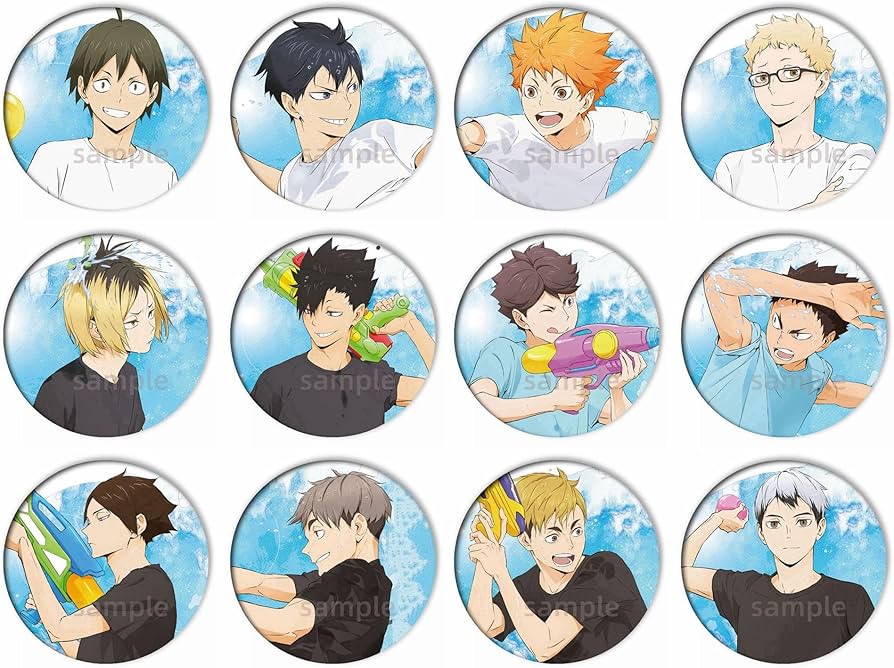 Amazon | ハイキュー 缶バッジ バッジセット 12枚セット 夏 水鉄砲