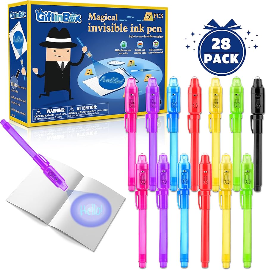 Amazon.com: GIFTINBOX Invisible Ink Pen, 28PCS Spy Pen with UV