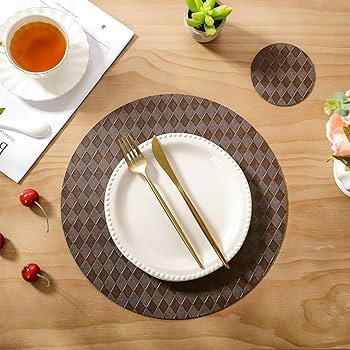 Amazon.com: SHACOS Round Placemats Set of 4 with Coasters Wipeable