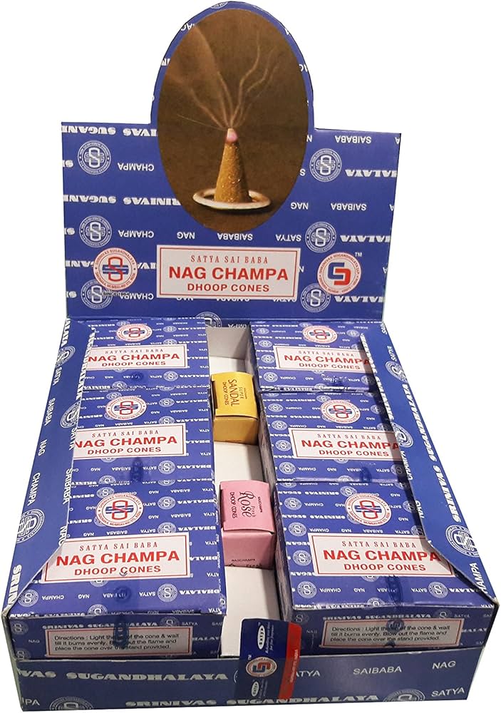 Amazon.com: Nag Champa Satya Sai Baba Temple Incense Cones Carton