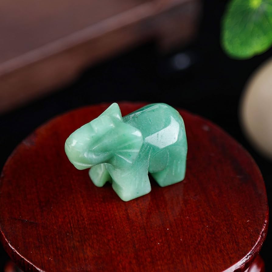 Amazon.co.jp: 象の像 天然グリーン翡翠石 象の像 ホーム