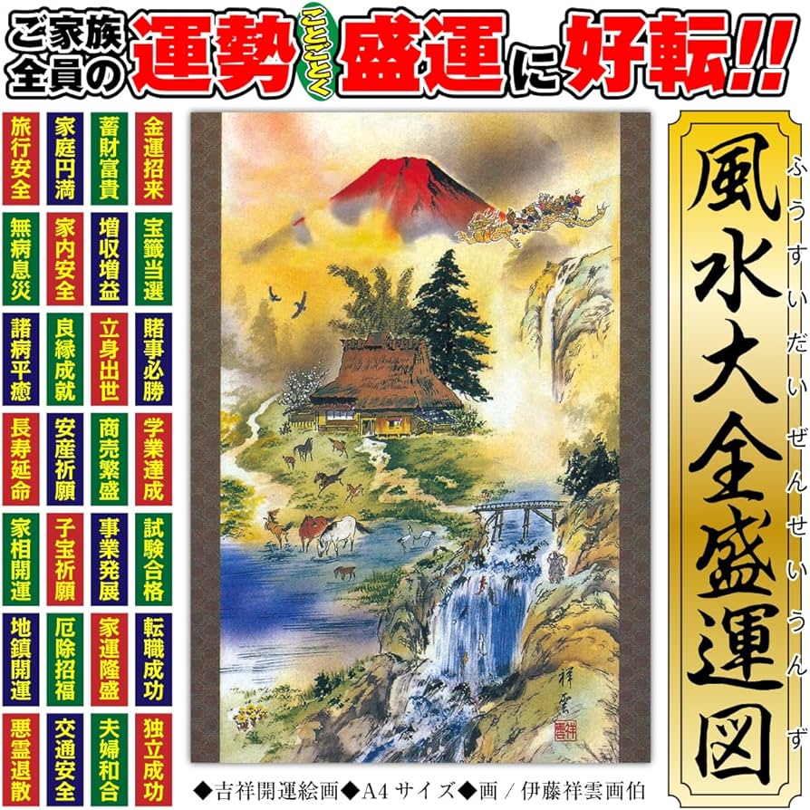 Amazon.co.jp: 風水 絵画 金運 玄関 トイレ 寝室 リビング 「風水大全