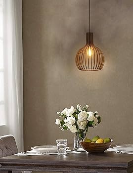 Amazon.co.jp : KY LEE ペンダントライト 和風照明 和室ウッド