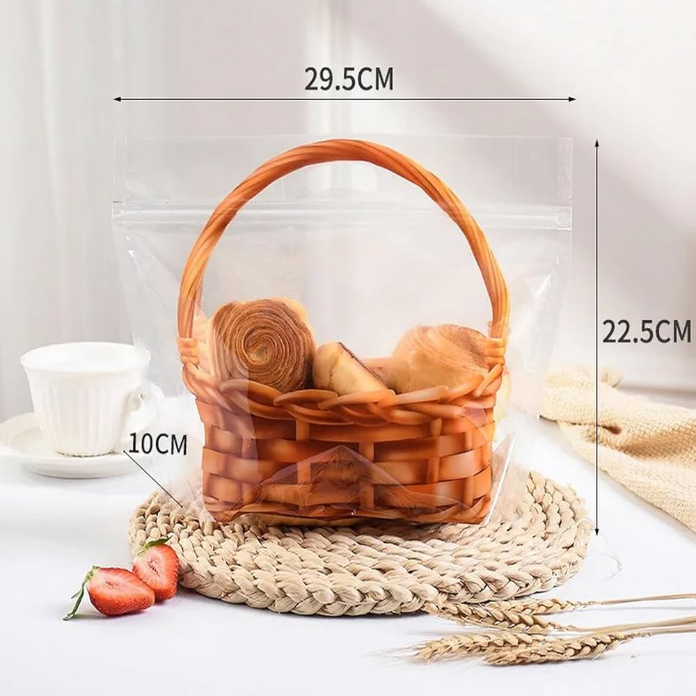 Amazon.co.jp: 【50枚】本格かご編み風デザイン パン袋 9インチ (32cm