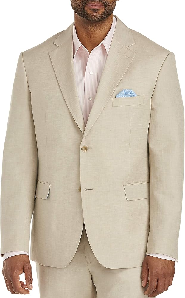 Oak Hill by DXL Men's Big and Tall Jacket-Relaxer Linen-Blend Suit