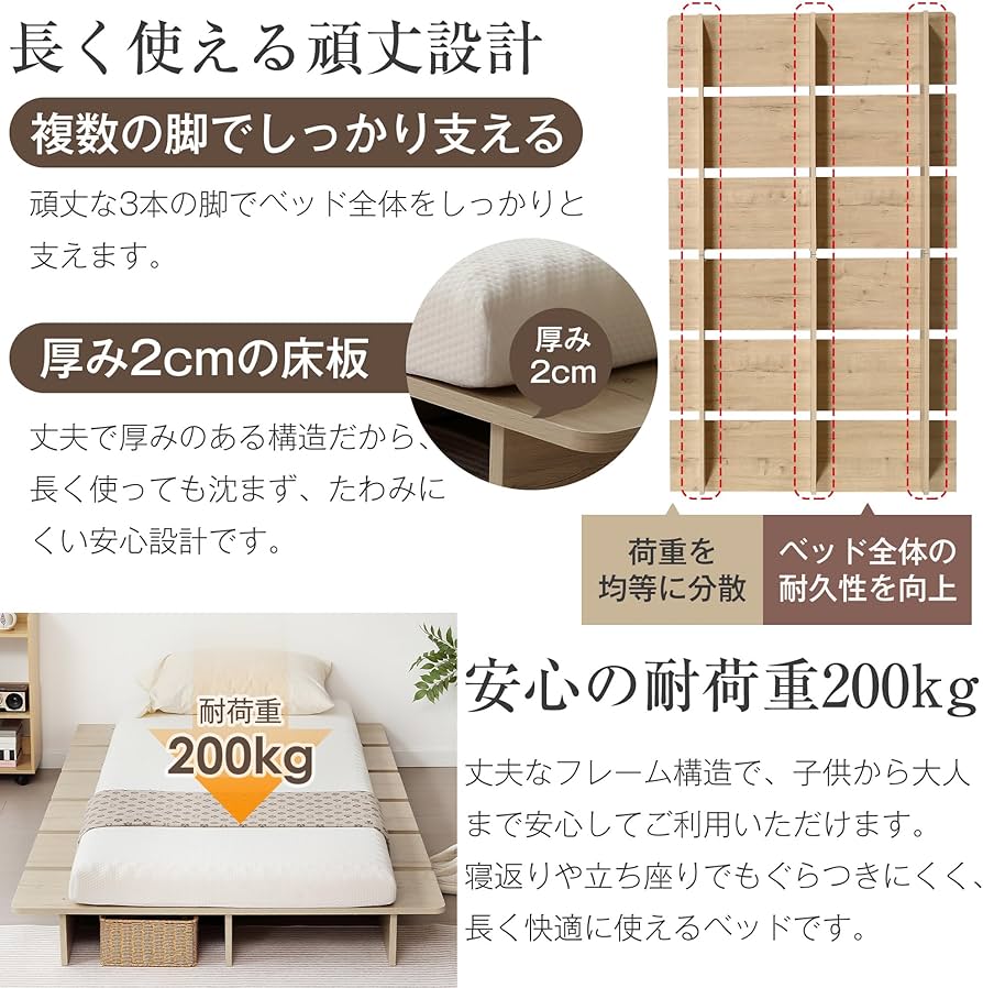 Amazon｜KJUUJEベッド ローベッド ステージベッドフレーム すのこ