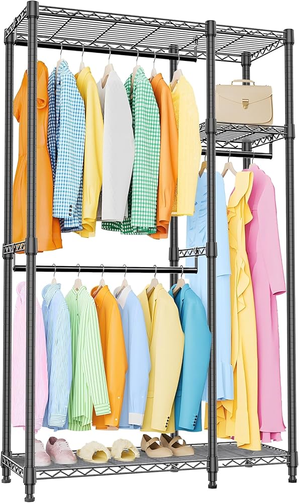 Amazon.co.jp: IZEUK ハンガーラック スリム 棚付き 2つの組み合わせ