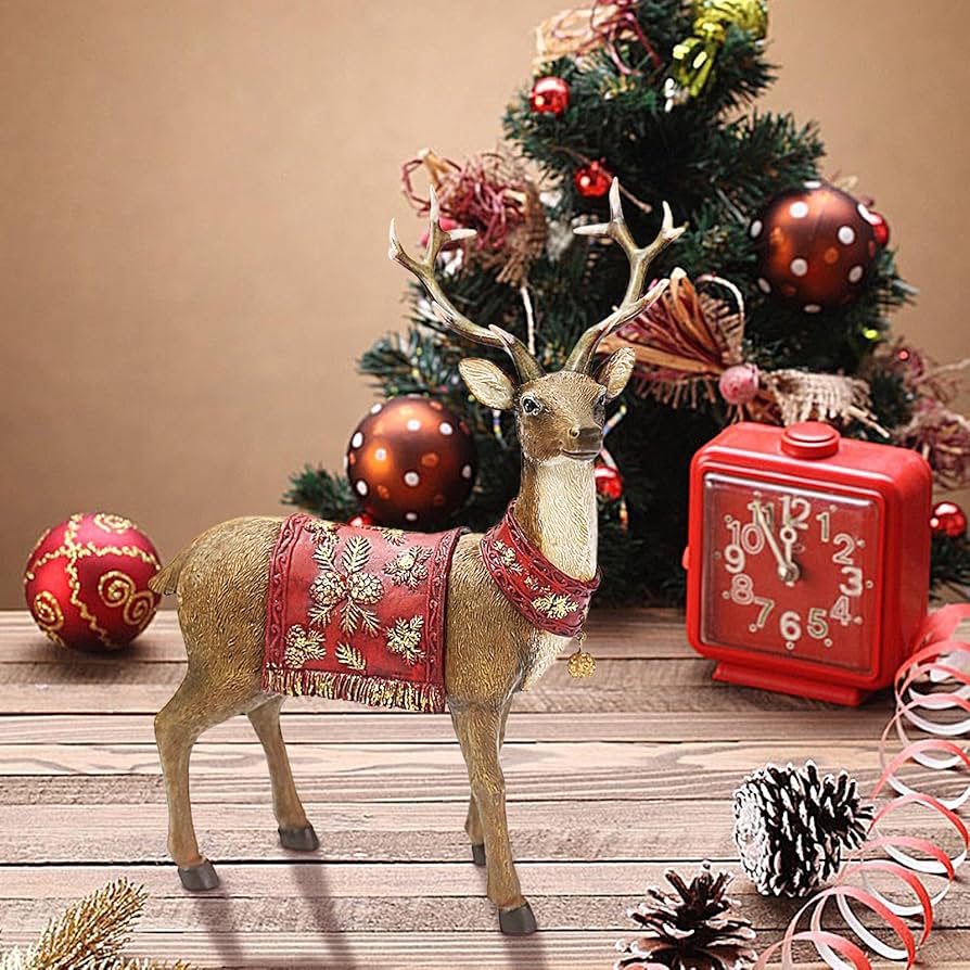 Amazon.co.jp: ジェネリック小型トナカイ彫刻 - 樹脂クリスマス