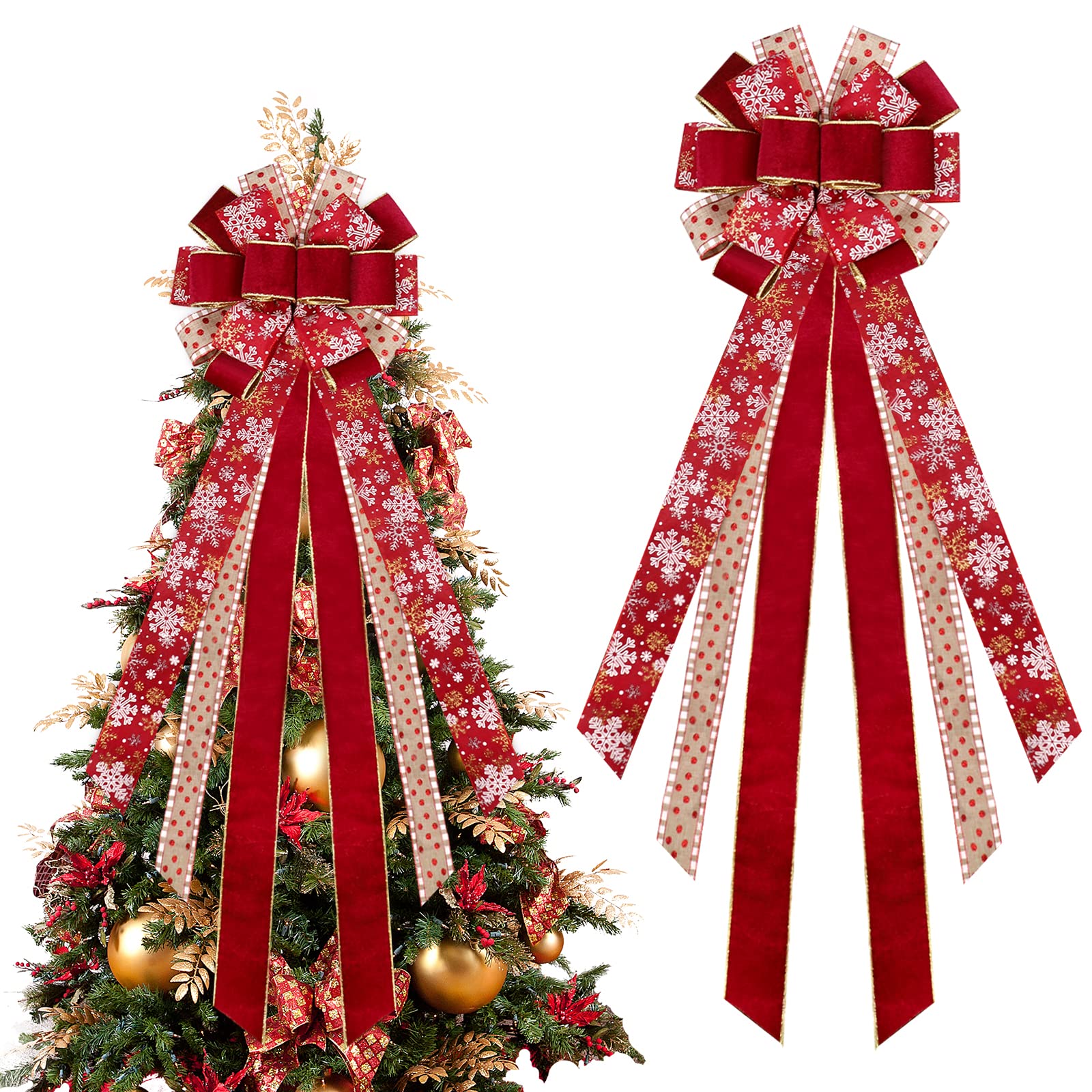 Amazon.co.jp: Lucleag クリスマスツリートッパーリボン 11.8 x 47.2