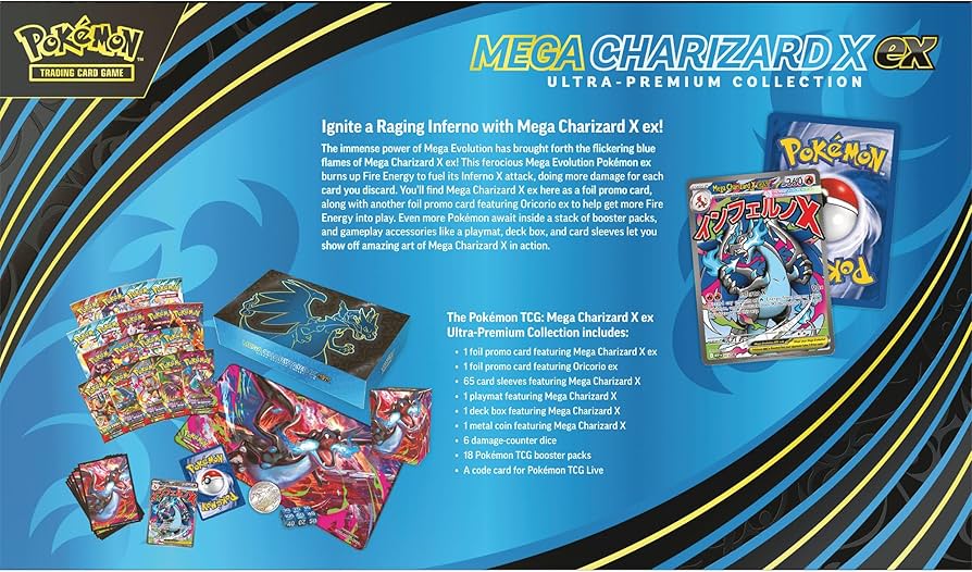 Amazon.com: Pokémon TCG: Mega Charizard X ex Ultra-Premium
