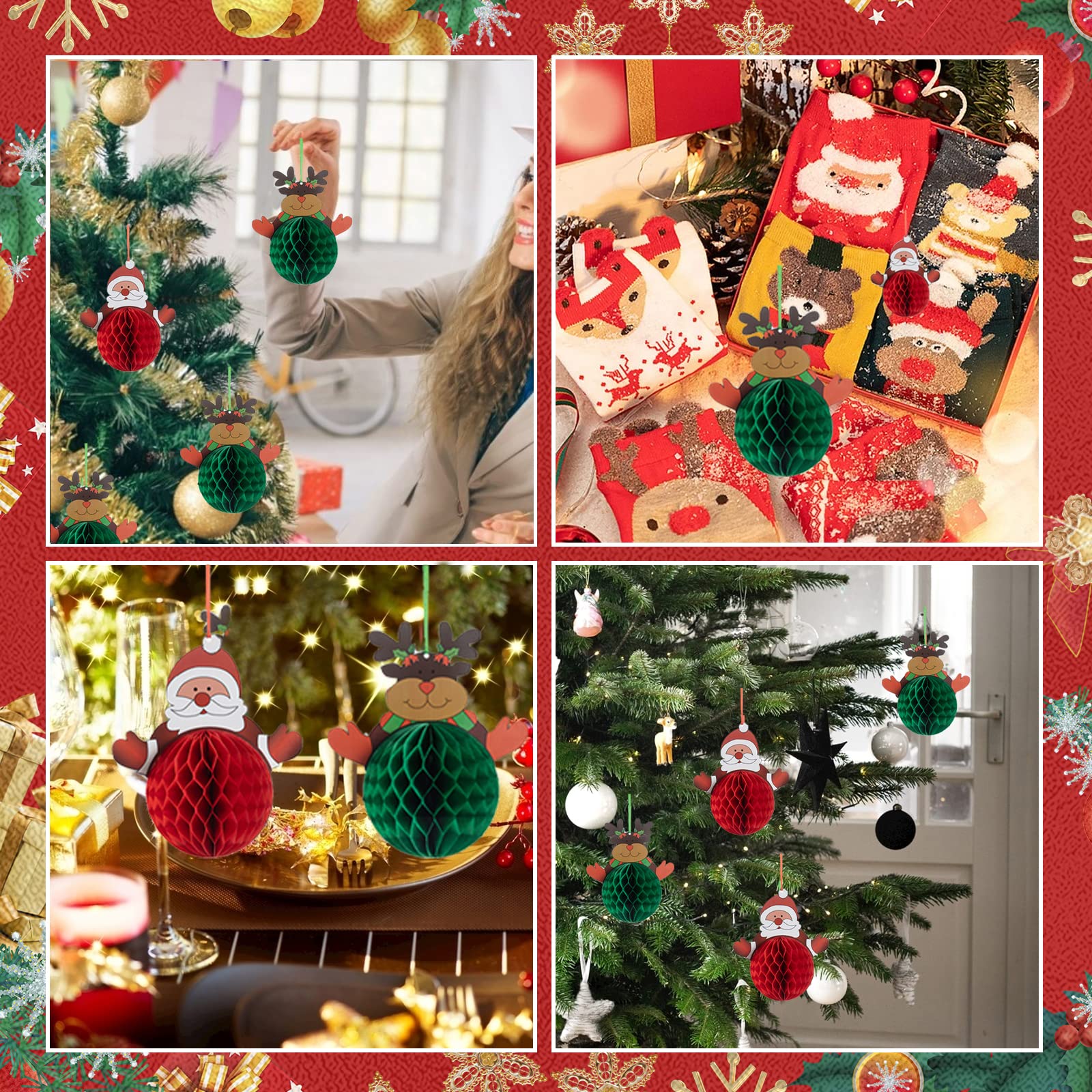 Amazon.co.jp: クリスマス ハニカムボール 3個セット サンタクロース