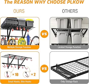 Amazon.com: PLKOW Garage Wall Shelving 4-Pack Includes Bike Hooks