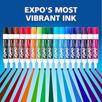 EXPO Low-Odor Dry Erase Markers, Chisel Tip, Vibrant Colors, 16