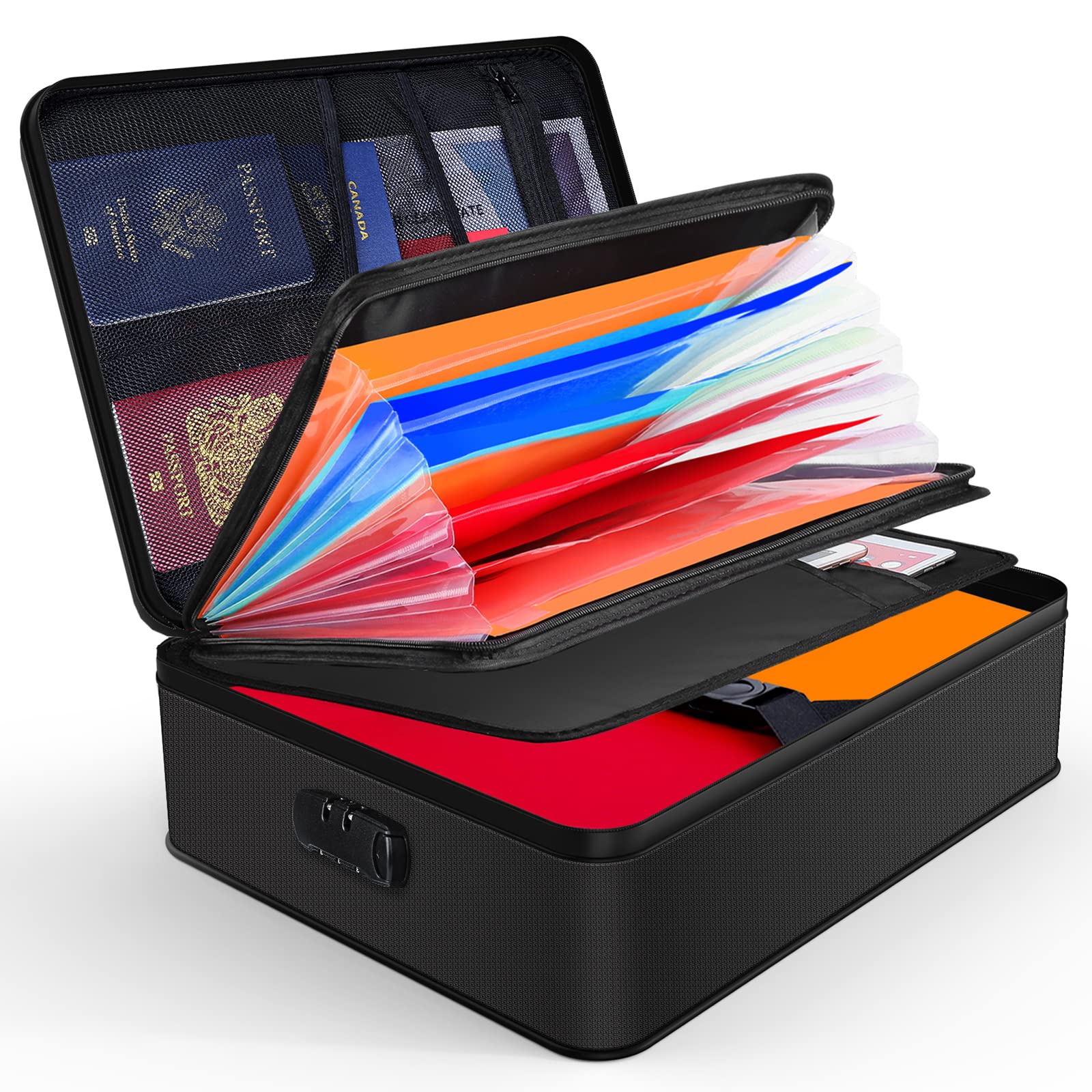 Amazon | JUNDUN 耐火バッグ、ロック付き耐火ドキュメントボックス