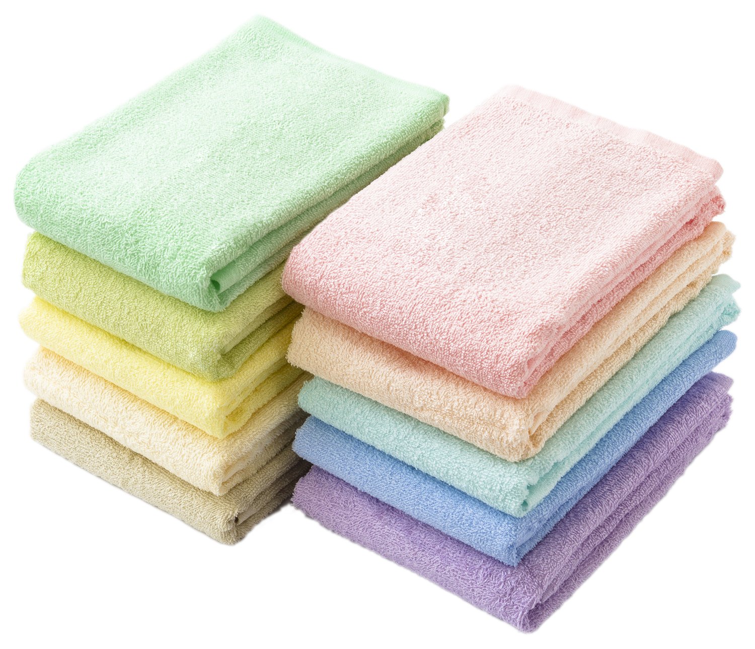 Amazon｜Kosugizen フェイスタオル 徳用カラータオル 10色各1枚入 34