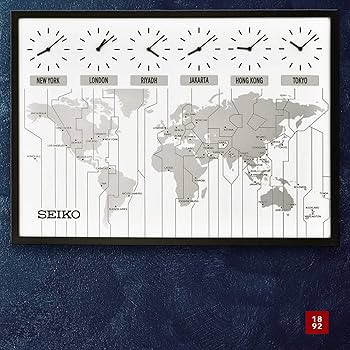 Amazon.com: Seiko QXA538KLH World Map View Multi Time Wall Clock