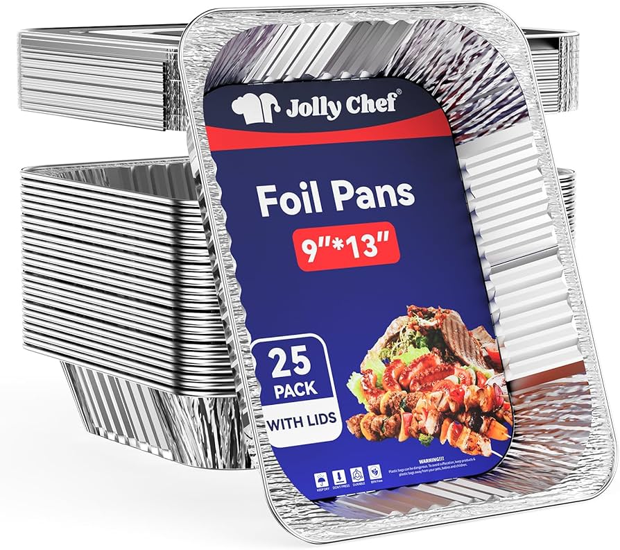 Amazon.com: JOLLY CHEF 9x13 Aluminum Pans With Lids (25 Pack