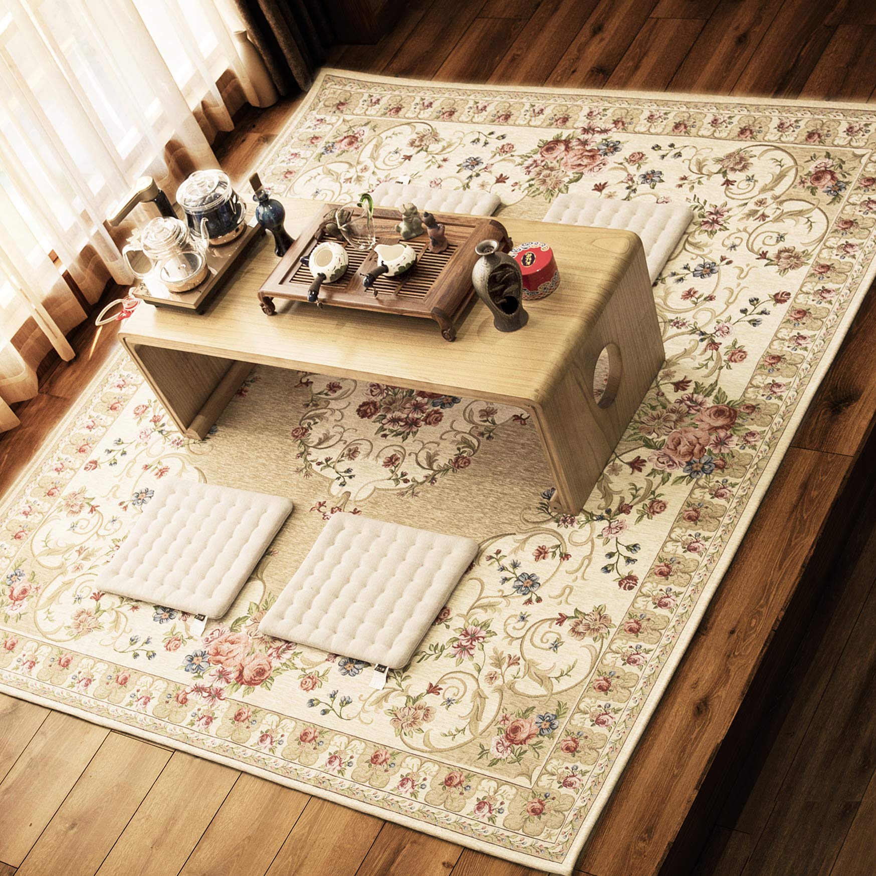 Amazon｜INSIMAN カーペット 2.5畳ラグ 花柄マット 洗える - 200 x 200