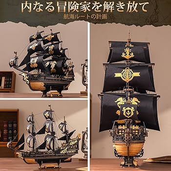Amazon | ROKR 立体パズル 3D木製パズル 帆船シーホース 海賊船 DIY