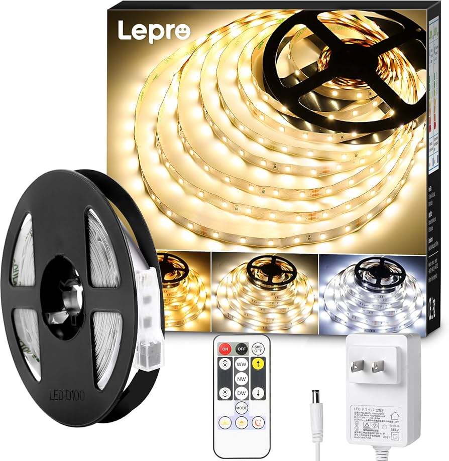 Amazon | Lepro テープライト led 5m 12V 電球色・昼白色・昼光色 明る