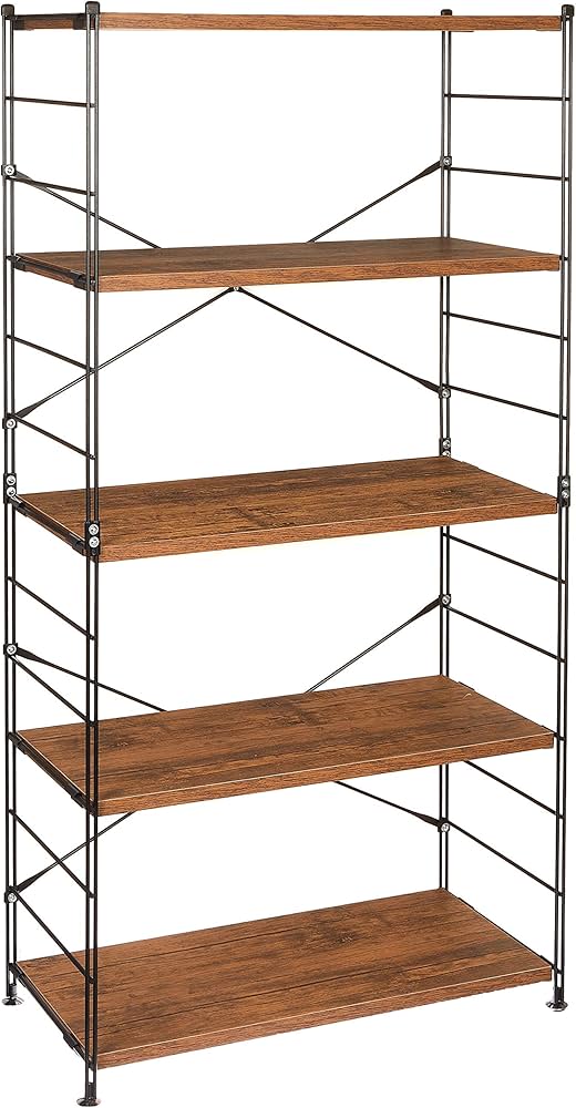 Amazon｜山善(YAMAZEN) オープンシェルフ アンティークブラウン 5段