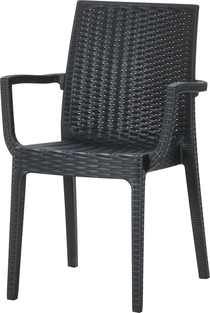 Amazon｜ガーデンチェア ラタン調 肘付き 2脚セット ブラック