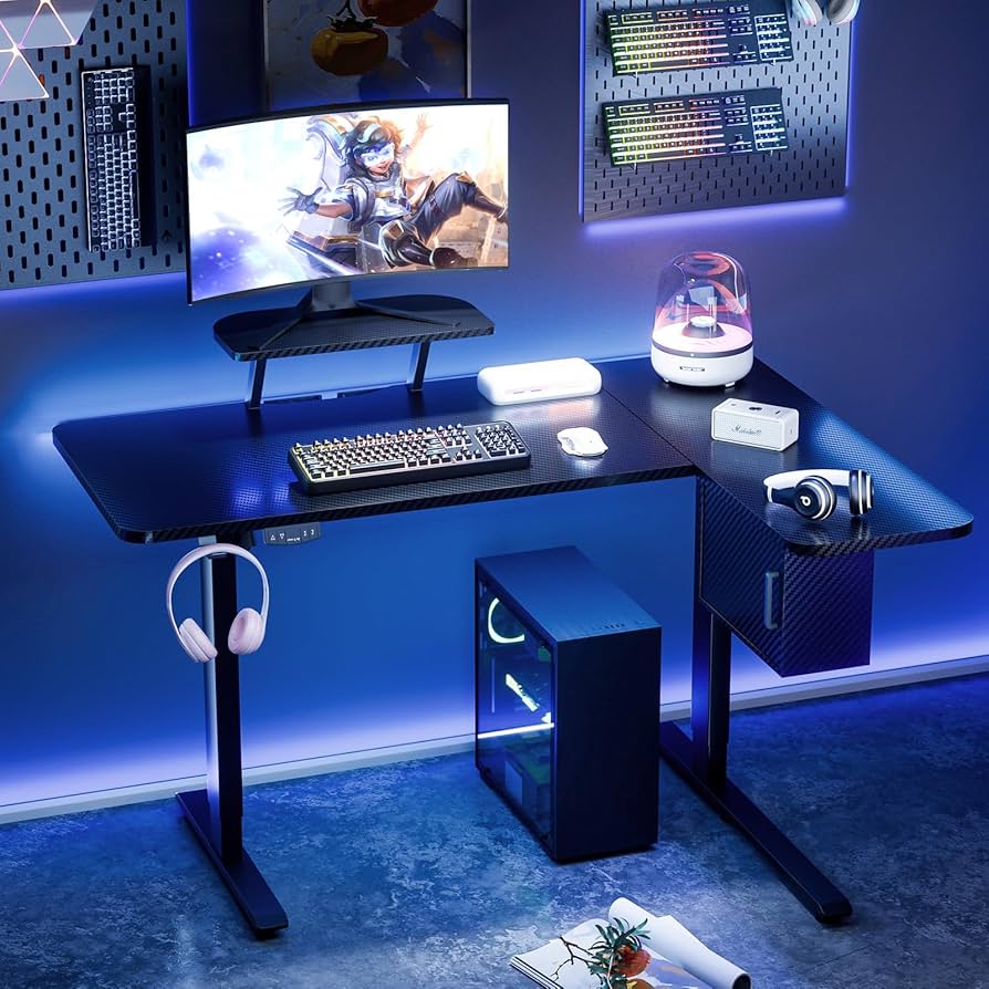 Amazon.co.jp: GTPLAYER ゲーミングデスク 電動昇降式 カーボン調 移動