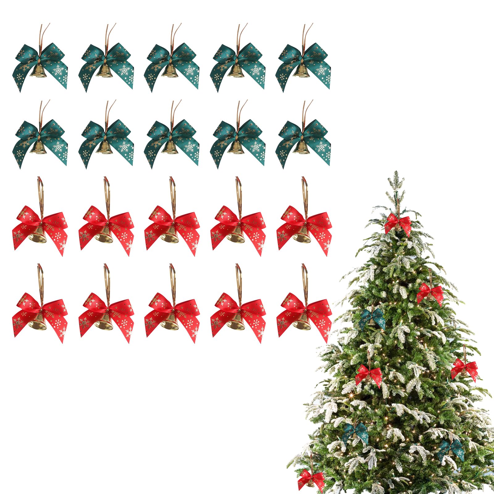 Amazon | ZHEJIA クリスマスリボン 蝶結び 鈴付き クリスマスツリー