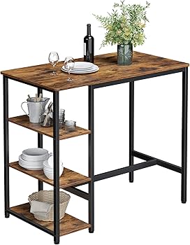 Amazon.com: VASAGLE Bar Table with Sturdy Metal Frame, Easy