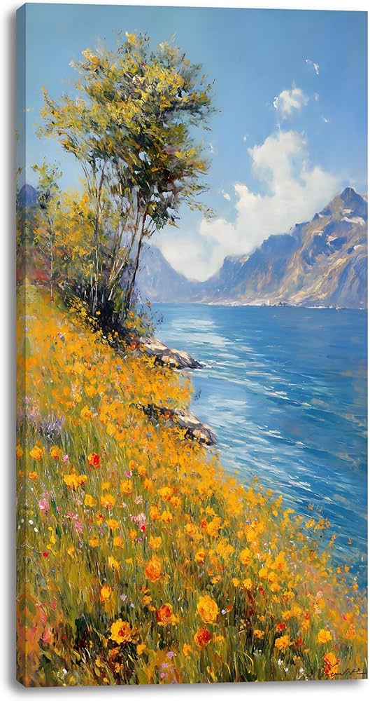 Amazon.com: Piy Painting Vertical Landscape of Wild Flowers and