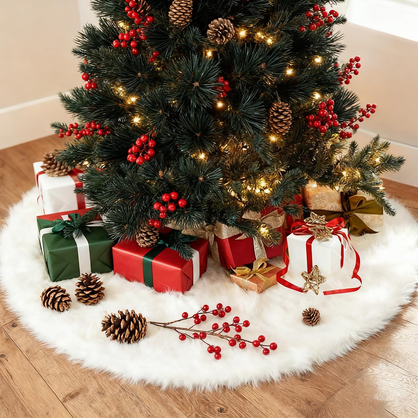 Amazon.co.jp: LunarCorky 90cmクリスマスツリースカート 白 足元隠し