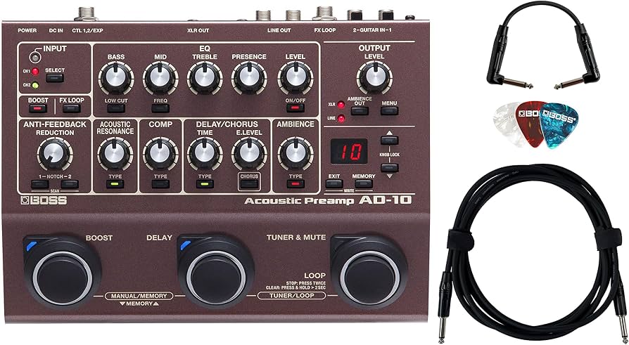 Amazon.com: Boss AD-10 Acoustic Preamp Bundle with Gearlux