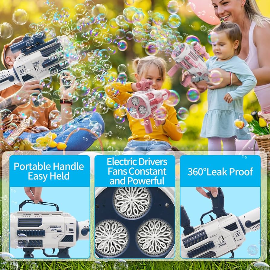 Amazon | nicojoy シャボン玉 電動 バブルガン 36泡穴 連射型 LED 全