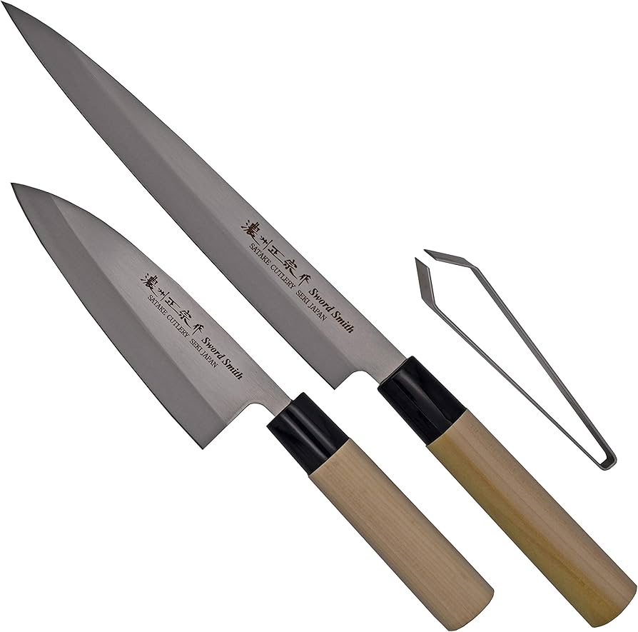 Amazon｜佐竹産業 濃州正宗作 左利き用 出刃・刺身和包丁 骨抜きセット