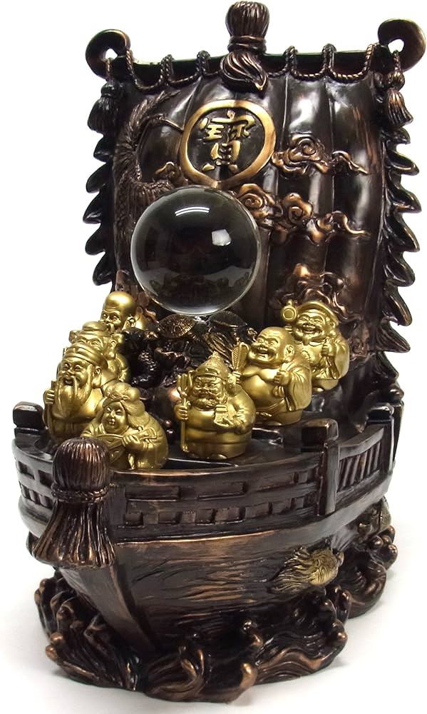 Amazon.co.jp: 七福神 宝船 置物 高さ40cm 開運 縁起物 : ホーム＆キッチン
