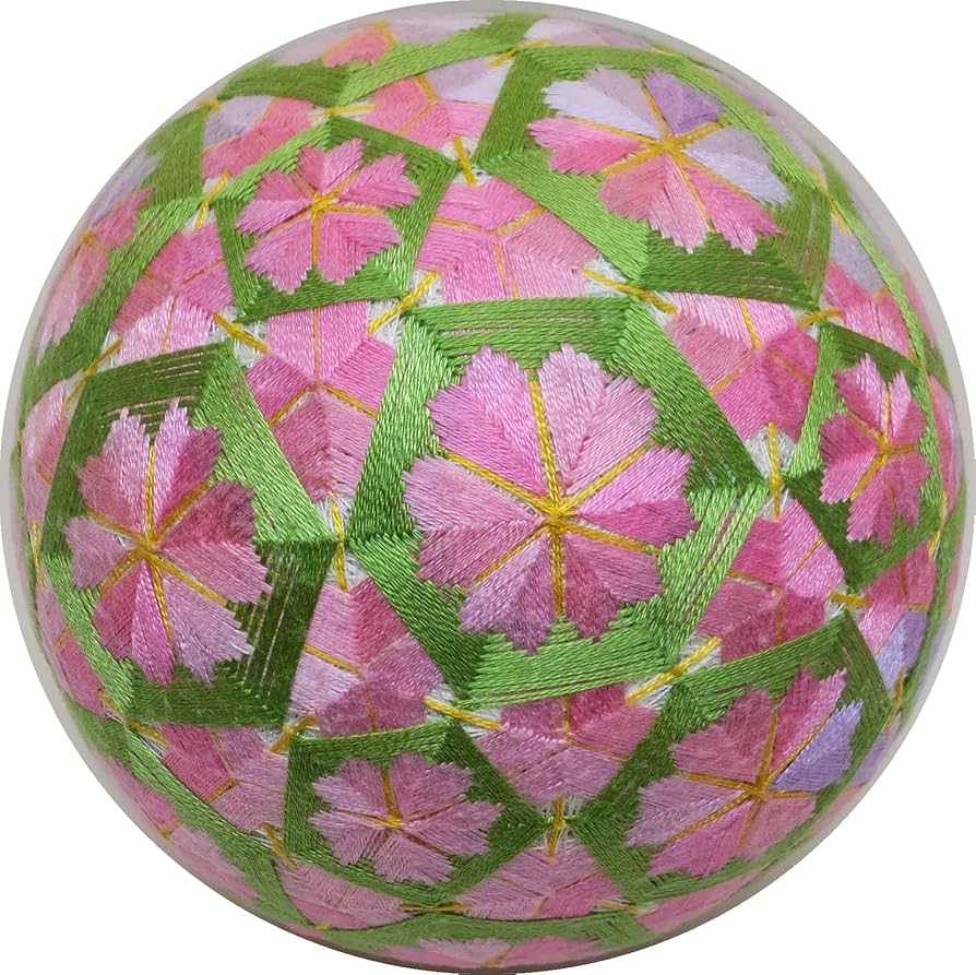 Amazon | 手毬猫の店 てまり「32面の桜」若草地 14cm 手まり 手毬 手鞠