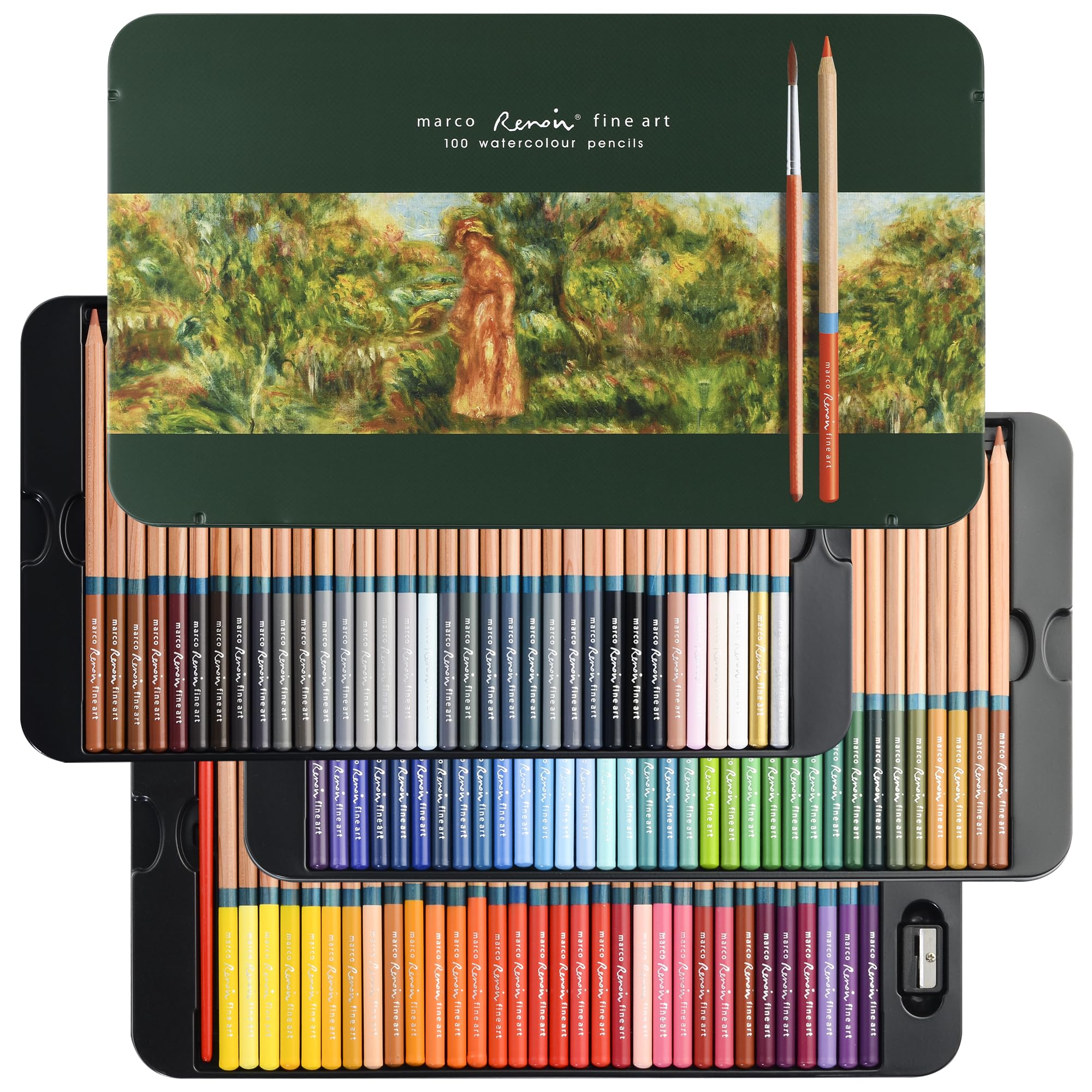 Amazon | MARCO鉛筆 水彩色鉛筆 100色セット 3120型｜水溶タイプ 乾湿