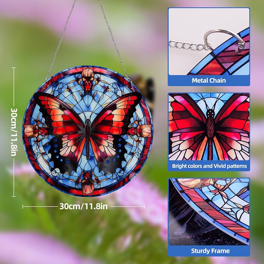 Amazon.co.jp: IKSII アクリル ステンドグラス 窓掛け 大型 メタル