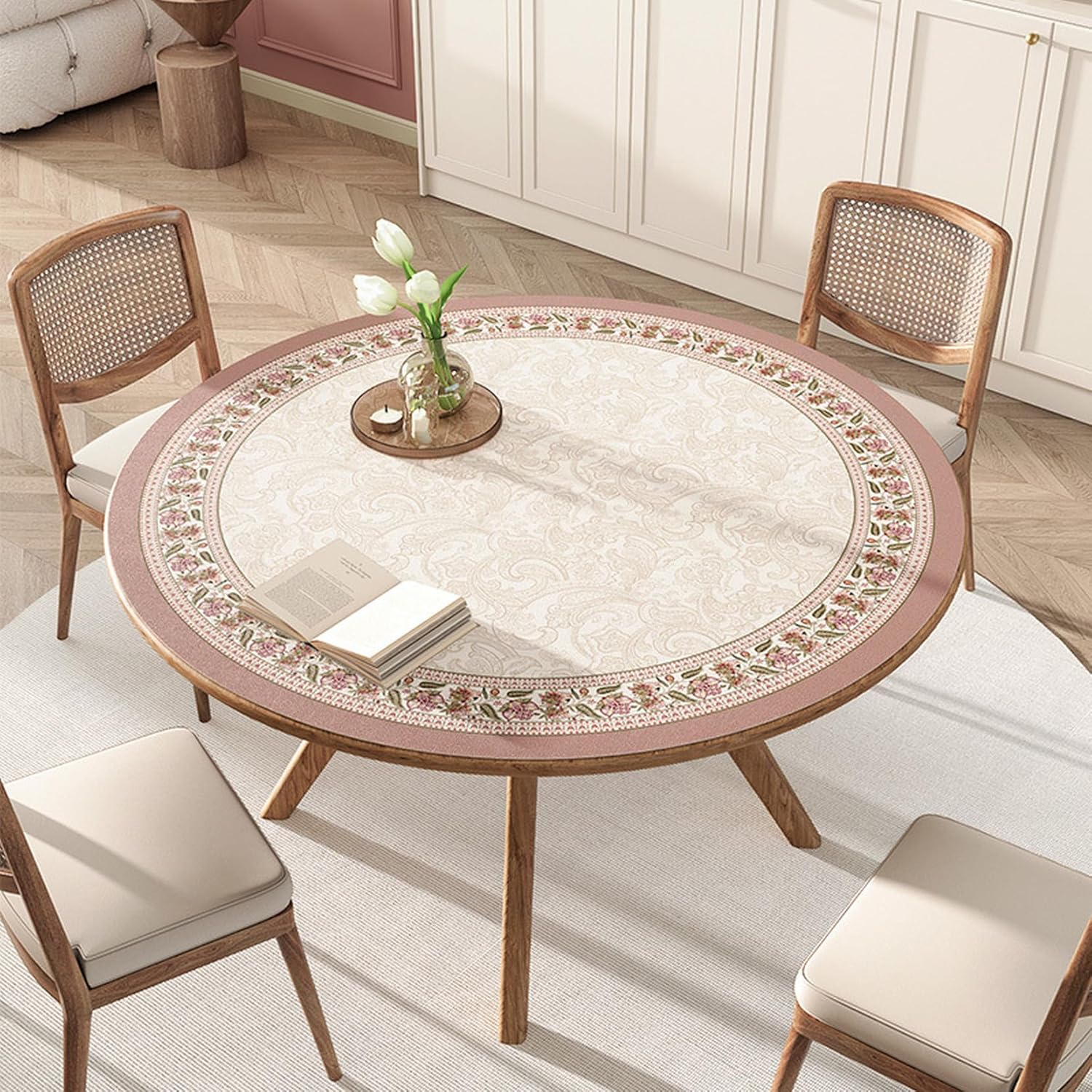 刺繍入りカットワ−クレ−ステーブルクロスビンテージ 刺繍入り