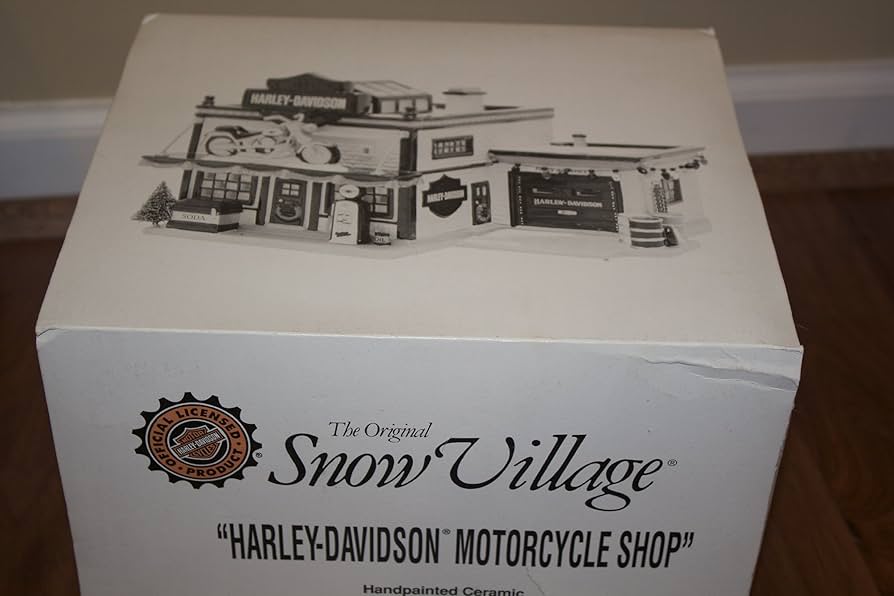 Dept 56 Snow Village Harley Davidson Motorcycle Shop : Amazon.ca: Home