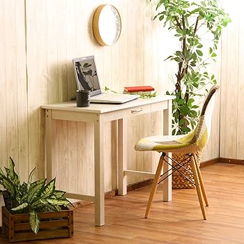 Amazon | デスク 机 幅90×奥行45×高さ72cm ホワイトウォッシュ 木製