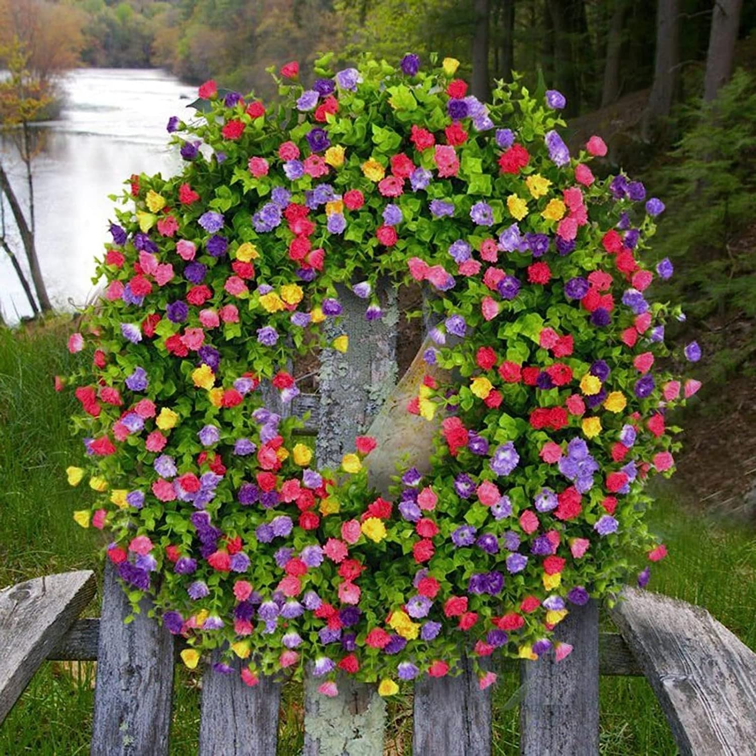 Amazon.co.jp: 玄関ドア用春夏リース、ドアハンギング人工リース