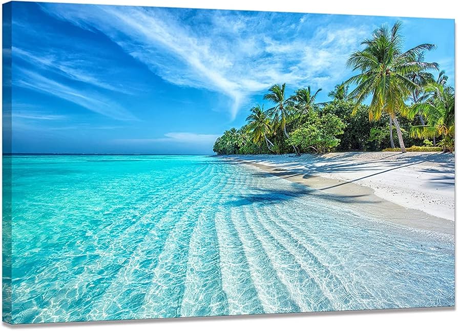 Amazon.co.jp: アートパネル ポスター 海の景色 絵画 現代 青空 白雲