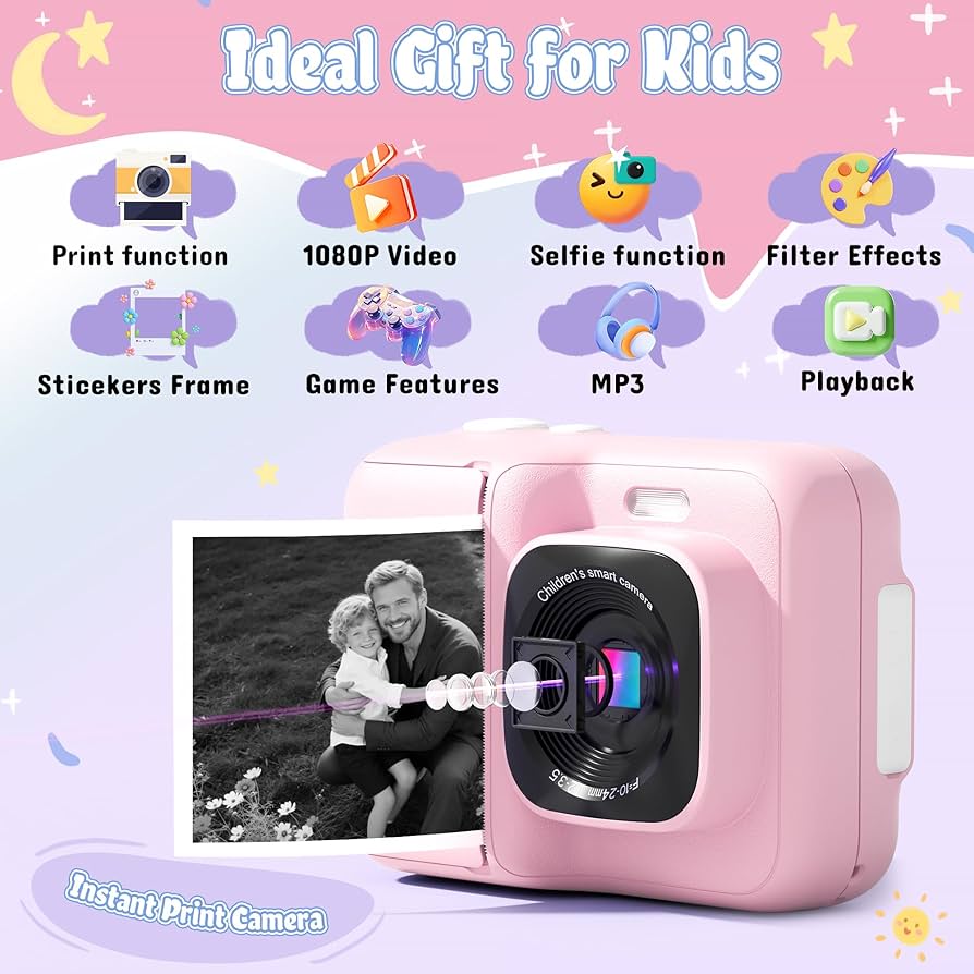 Amazon.com: ETIKEZ Kids Camera, 1080P Instant Digital Print Camera