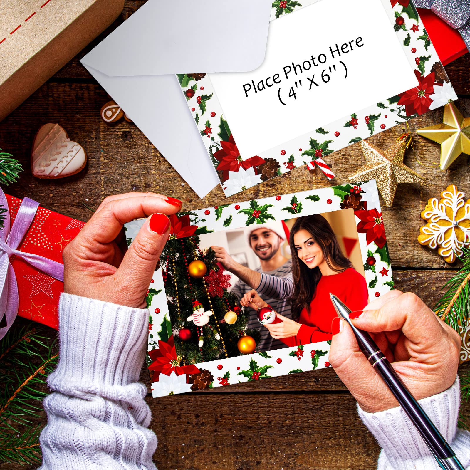 Amazon | Remerry クリスマスフォトフレームカード 72枚パック 4 x 6