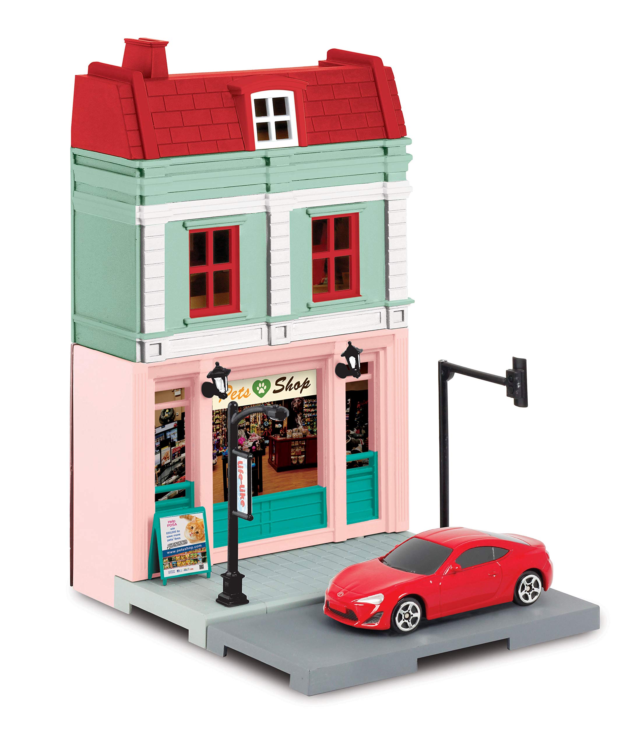 Amazon.co.jp: 1/64 ジオラマストリート ペットショップ & トヨタ86 赤