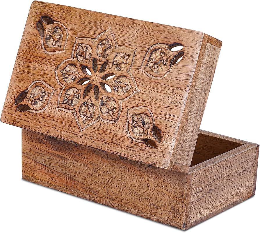 Amazon.com: Mela Artisans Wooden Keepsake Box | Burnt Mango Wood