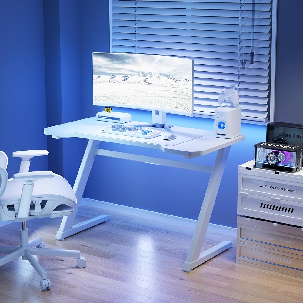 Amazon.co.jp: DMM.make ゲーミングデスク Z脚モデル 幅120cm ホワイト