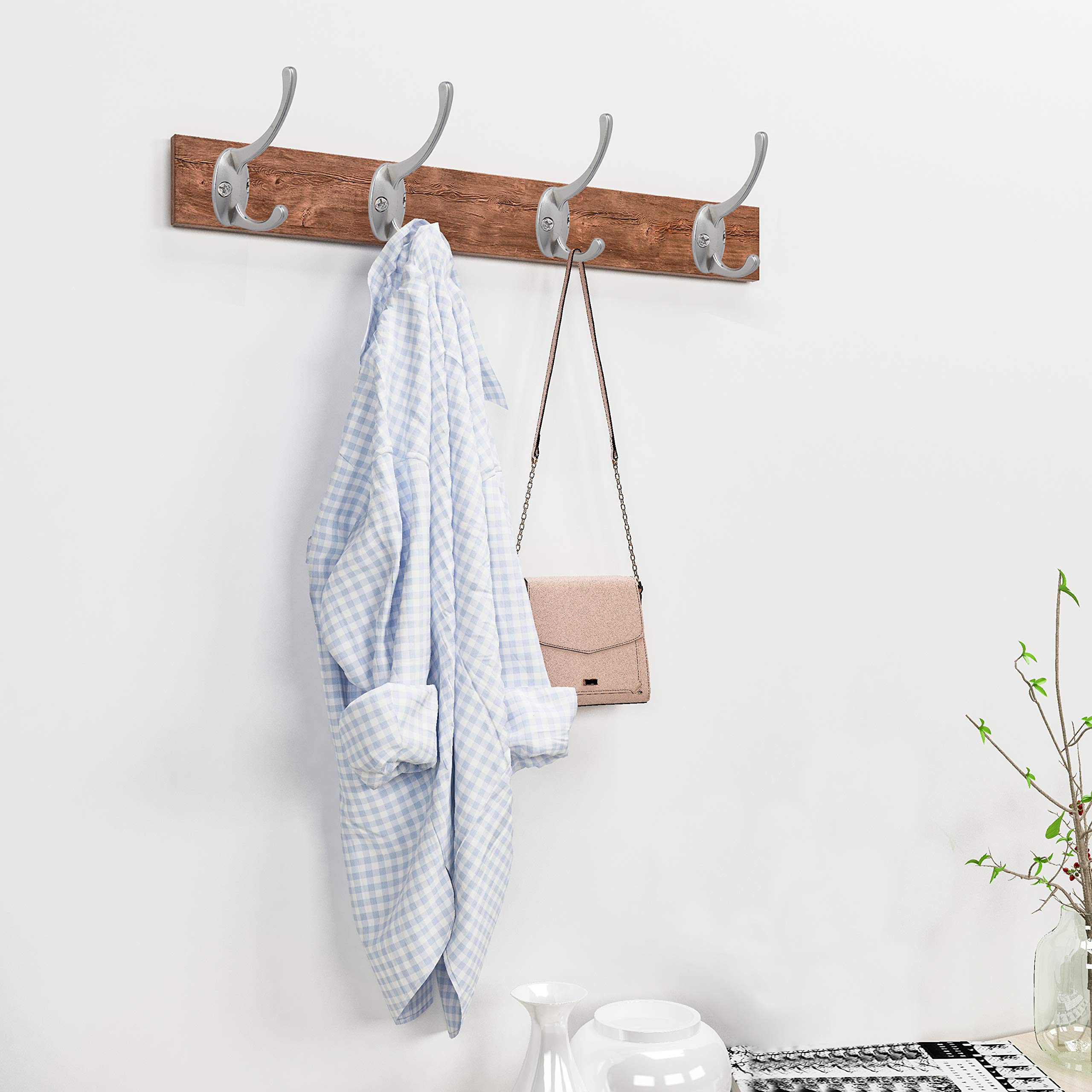 Amazon.co.jp: シルバーコートフック 壁取り付け 24本のネジ付き